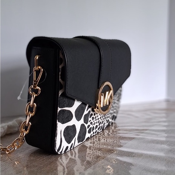 Michael Kors Black and White Animal Print Crossbody - Picture 2 of 5
